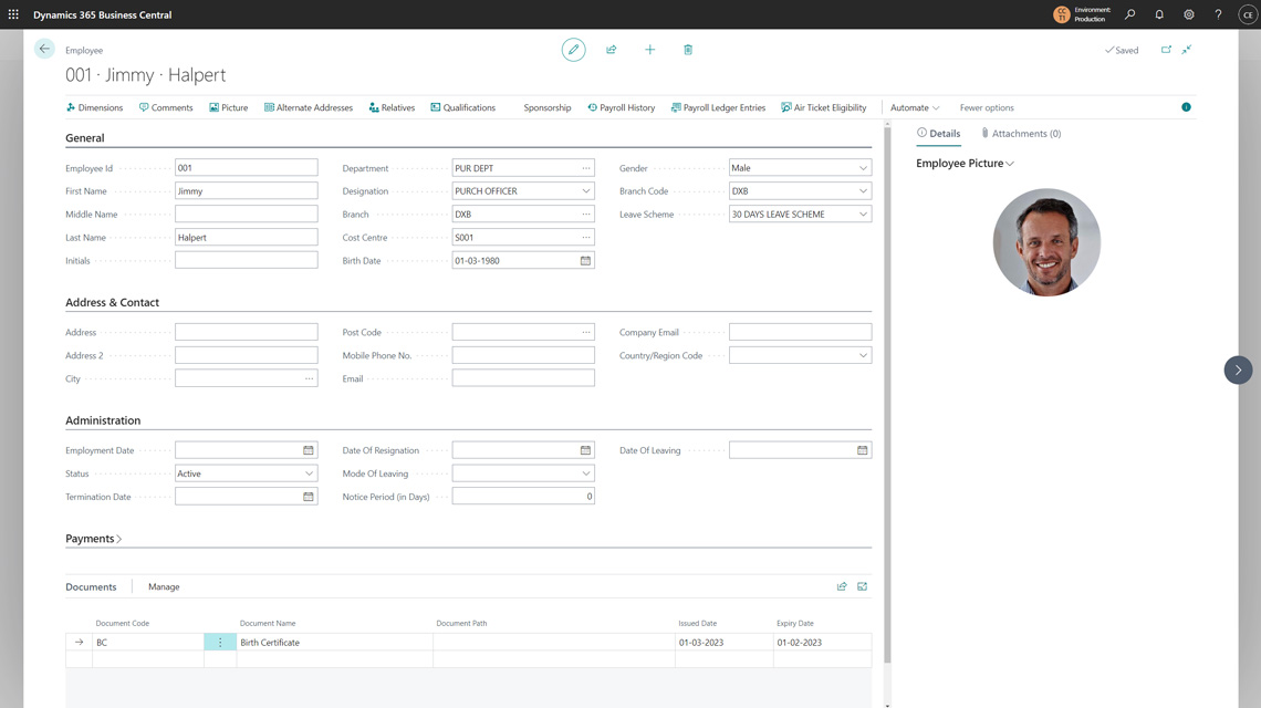 Employee management module